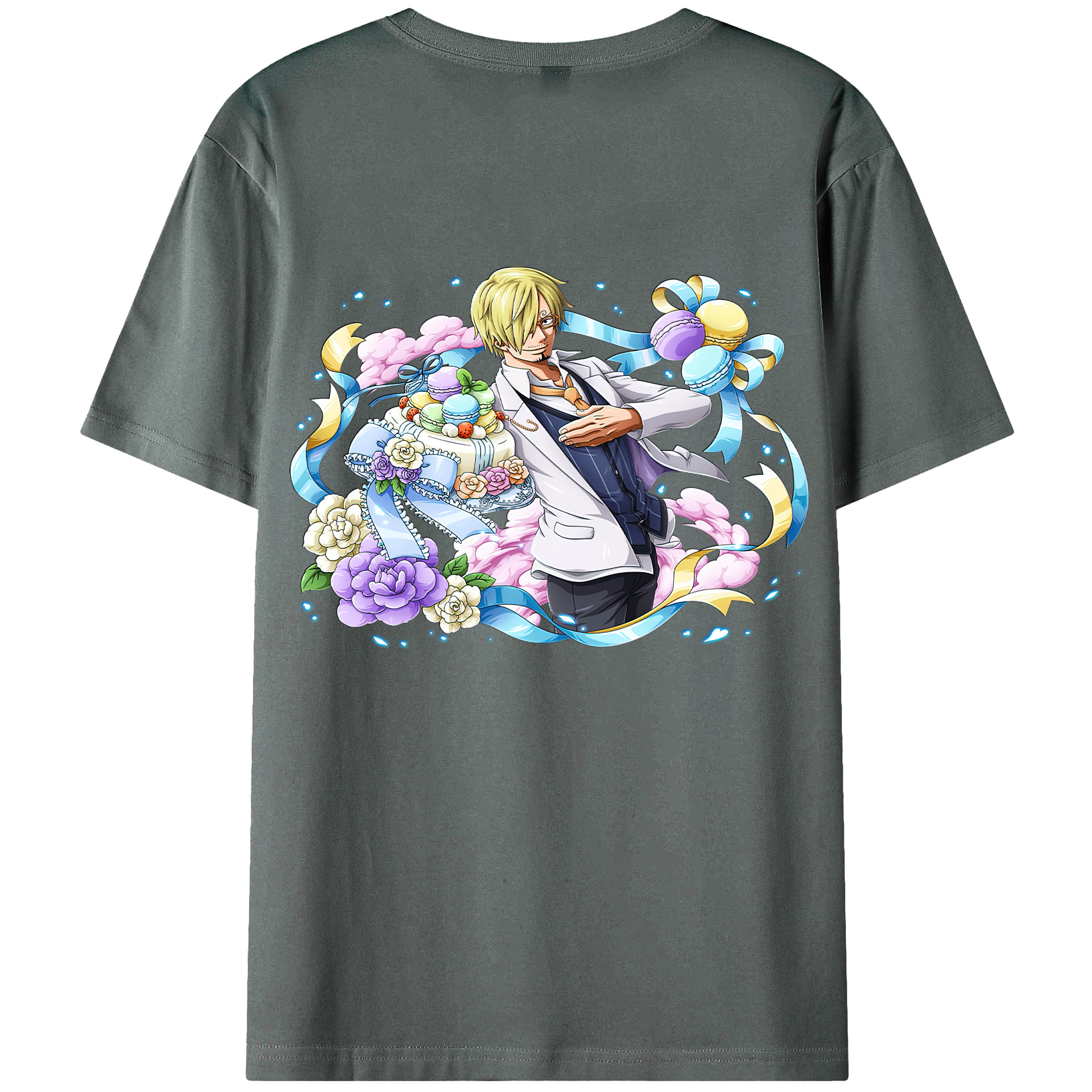 （画像用） ワンピース サンジ ONE PIECE Sanji 綿100％ メンズ半袖Tシャツ（バックプリント） 通気性